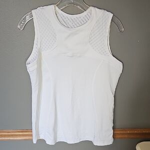 White Ribbed Fitted Athletic Tank Top